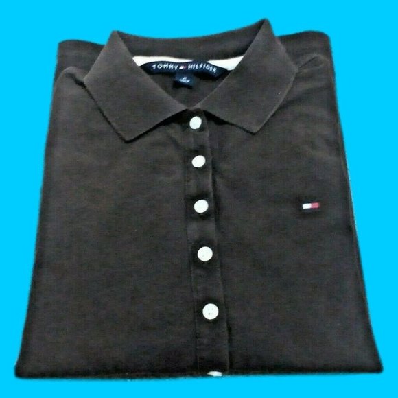 Tommy Hilfiger Unisex Collar Shirt Long Sleeve Top Button Taper Cut Brown Size M - Picture 7 of 16
